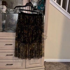 DKNY Black and Brown A-Line Skirt